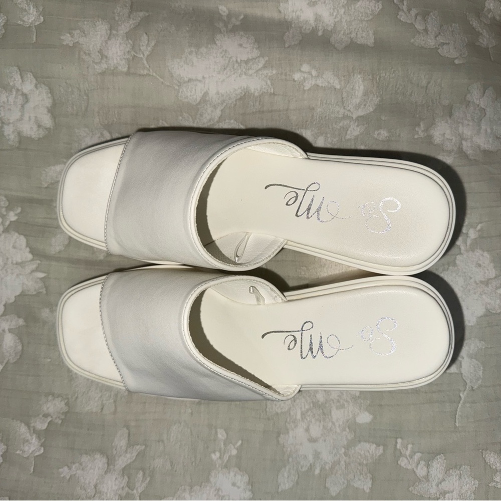 White Platform Open-Toe Block Heels - image 5